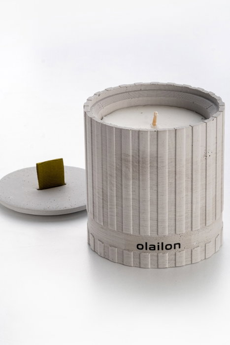 Aberto Design Vela Hormigón Cinta Lazo Gris Ámbar 8cm Ø x 8.5cm